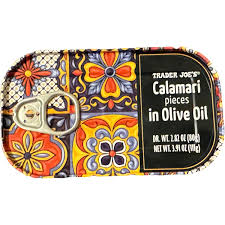 TRADER JOES CALAMARI PIECES IN OLIVE OIL 3.91 OZ #ROCK VALUE-ORDER BY  TUESDAY EVENING SEP 02 ARRIVING SEP 10 FOR DELIVERY#