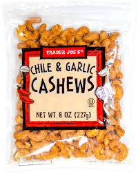 TRADER JOE'S CHILE & GARLIC CASHEWS 8 OZ #ROCK VALUE-ORDER BY TUESDAY EVENING NOV 25 ARRIVING DEC 03 FOR DELIVERY#