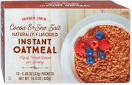 TRADER JOES COCOA AND SEA SALT INSTANT OATMEAL 14.8 OZ #ROCK VALUE-ORDER BY TUESDAY EVENING NOV 04  ARRIVING NOV 12  FOR DELIVERY#