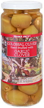 TRADER JOES COLOSSAL OLIVES STUFFED WITH GARLIC CLOVES 16 OZ #ROCK VALUE-ORDER BY TUESDAY EVENING AUGUST 19 ARRIVING AUGUST 27 FOR DELIVERY#