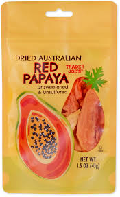 TRADER JOE'S DRIED AUSTRALIAN RED PAPAYA 1.5 OZ #ROCK VALUE-ORDER BY TUESDAY EVENING NOV 25 ARRIVING DEC 03 FOR DELIVERY#