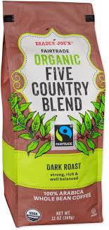 TRADER JOE'S FAIR TRADE ORGANIC FIVE COUNTRY BLEND 13 OZ #ROCK VALUE-ORDER BY  TUESDAY EVENING JULY 15 ARRIVING JULY 23   FOR DELIVERY#