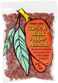 TRADER JOE'S GARLIC AND BLACK PEPPER ALMONDS 12 OZ #ROCK VALUE-ORDER BY TUESDAY EVENING NOV 25 ARRIVING DEC 03 FOR DELIVERY#