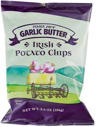 TRADER JOE'S GARLIC BUTTER IRISH POTATO CHIPS 5.5 OZ #ROCK VALUE-ORDER BY TUESDAY EVENING NOV 25 ARRIVING DEC 03 FOR DELIVERY#