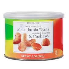 TRADER JOE'S HONEY ROASTED MACADAMIA NUTS AND CASHEWS 8 OZ  #ROCK VALUE-ORDER BY TUESDAY EVENING NOV 25 ARRIVING DEC 03 FOR DELIVERY#