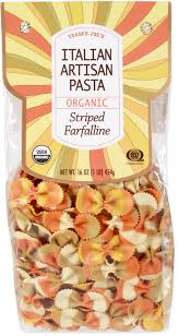 TRADER JOES ITALIAN ORGANIC STRIPED FARFALLINE PASTA 16 OZ #ROCK VALUE-ORDER BY  TUESDAY EVENING AUGUST 19 ARRIVING AUGUST 27 FOR DELIVERY#