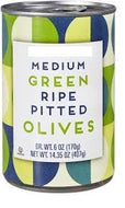 TRADER JOES MEDIUM GREEN RIPE PITTED OLIVES 14.35 OZ #ROCK VALUE-ORDER BY TUESDAY EVENING AUGUST 19 ARRIVING AUGUST 27 FOR DELIVERY#