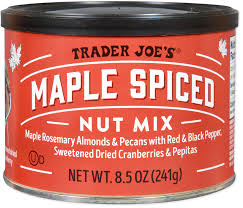 TRADER JOE'S MAPLE SPICED NUT MIX 8.5 OZ #ROCK VALUE-ORDER BY TUESDAY EVENING NOV 25 ARRIVING DEC 03 FOR DELIVERY#