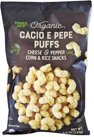 TRADER JOE'S ORGANIC CACIO E PEPE PUFFS 4.9 OZ  #ROCK VALUE-ORDER BY TUESDAY EVENING NOV 25 ARRIVING DEC 03 FOR DELIVERY#
