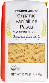 TRADER JOES ORGANIC FARFALLINE PASTA 16 OZ #ROCK VALUE-ORDER BY  TUESDAY EVENING AUGUST 19 ARRIVING AUGUST 27 FOR DELIVERY#