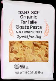 TRADER JOES ORGANIC FARFALLE RIGATE PASTA 16 OZ #ROCK VALUE-ORDER BY  TUESDAY EVENING AUGUST 19 ARRIVING AUGUST 27 FOR DELIVERY#