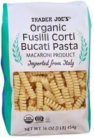 TRADER JOES ORGANIC FUSILLI CORTI BUCATI PASTA 16 OZ #ROCK VALUE-ORDER BY  TUESDAY EVENING AUGUST 19 ARRIVING AUGUST 27 FOR DELIVERY#