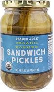 TRADER JOES ORGANIC KOSHER SANDWICH PICKLES 16 OZ #ROCK VALUE-ORDER BY TUESDAY EVENING AUGUST 19 ARRIVING AUGUST 27 FOR DELIVERY#