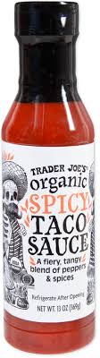 TRADER JOES ORGANIC SPICY TACO SAUCE 13 OZ #ROCK VALUE-ORDER BY  TUESDAY EVENING AUGUST 19  ARRIVING AUGUST 27   FOR DELIVERY#