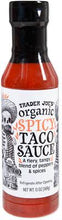 TRADER JOES ORGANIC SPICY TACO SAUCE 13 OZ #ROCK VALUE-ORDER BY  TUESDAY EVENING AUGUST 19  ARRIVING AUGUST 27   FOR DELIVERY#