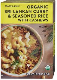 TRADER JOES ORGANIC SRI LANKAN CURRY AND RICE 13.23 OZ #ROCK VALUE-ORDER BY TUESDAY EVENING SEP 30 ARRIVING OCT 08 FOR DELIVERY#