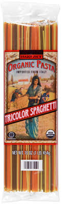 ORGANIC TRICOLOR SPAGHETTI 16 OZ #ROCK VALUE-ORDER BY  TUESDAY EVENING AUGUST 19 ARRIVING AUGUST 27 FOR DELIVERY#