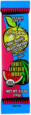 TRADER JOE'S ORGANIC SOUR APPLE WATERMELON FRUIT LEATHER WRAP 0.5 OZ #ROCK VALUE-ORDER BY TUESDAY EVENING NOV 25 ARRIVING DEC 03 FOR DELIVERY#
