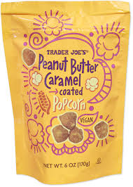 TRADER JOE'S PEANUT BUTTER CARAMEL COATED POPCORN 6 OZ #ROCK VALUE-ORDER BY TUESDAY EVENING NOV 25 ARRIVING DEC 03 FOR DELIVERY#