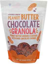 TRADER JOES PEANUT BUTTER CHOCOLATE GRANOLA 12 OZ #ROCK VALUE-ORDER BY TUESDAY EVENING NOV 04  ARRIVING NOV 12  FOR DELIVERY#