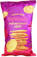 TRADER JOE'S PAPADUMS LENTIL AND CHICKPEA CRISPS 5 OZ #ROCK VALUE-ORDER BY TUESDAY EVENING NOV 25 ARRIVING DEC 03 FOR DELIVERY#