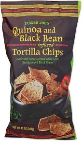 TRADER JOE'S QUINOA AND BLACK BEAN INFUSED TORTILLA CHIPS 12 OZ #ROCK VALUE-ORDER BY TUESDAY EVENING NOV 25 ARRIVING DEC 03 FOR DELIVERY#