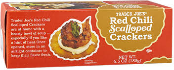 TRADER JOE'S RED CHILI SCALLOPED CRACKERS 6.5 OZ #ROCK VALUE-ORDER BY TUESDAY EVENING NOV 18 ARRIVING NOV 26 FOR DELIVERY#