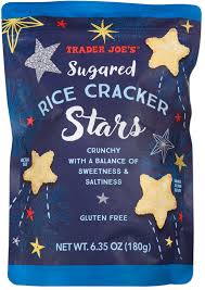 TRADER JOE'S SUGARED RICE CRACKER STARS 6.35 OZ #ROCK VALUE-ORDER BY TUESDAY EVENING NOV 25 ARRIVING DEC 03 FOR DELIVERY#