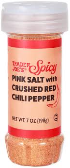 TRADER JOES SPICY PINK SALT WITH CRUSHED RED CHILI PEPPERS 7 OZ #ROCK VALUE-ORDER BY  TUESDAY EVENING AUGUST 19 ARRIVING AUGUST 27 FOR DELIVERY#