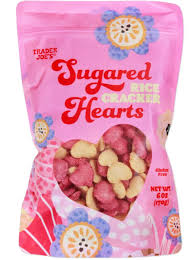 TRADER JOE'S SUGARED RICE CRACKER HEARTS 6 OZ #ROCK VALUE-ORDER BY TUESDAY EVENING NOV 25 ARRIVING DEC 03 FOR DELIVERY#