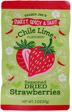 TRADER JOE'S SWEET, SPICY, AND TART CHILE LIME FLAVORED SEASONED DRIED STRAWBERRIES 2 OZ #ROCK VALUE-ORDER BY TUESDAY EVENING NOV 25 ARRIVING DEC 03 FOR DELIVERY#