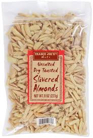 TRADER JOE'S UNSALTED DRY TOASTED SLIVERED ALMONDS 8 OZ #ROCK VALUE-ORDER BY TUESDAY EVENING NOV 25 ARRIVING DEC 03 FOR DELIVERY#
