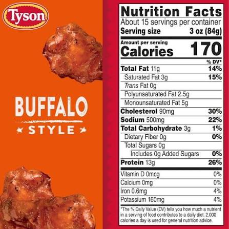 TYSON BONE-IN BUFFALO STYLE HOT CHICKEN WINGS 4 LBS