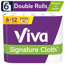 VIVA SIGNATURE CLOTH PAPER TOWELS 6 DOUBLE ROLLS=12 #ROCK VALUE-ORDER BY THURSDAY EVENING DEC 04 ARRIVING DEC 13 FOR DELIVERY#