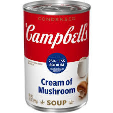 CAMPBELL'S CREAM OF MUSHROOM 25% LESS SODIUM