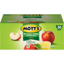 MOTT’S APPLESAUCE NO SUGAR ADDED 36 CT