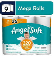 ANGEL SOFT 9 MEGA ROLLS LAVENDER SCENTED= 36 REGULAR ROLLS 320 SHEETS