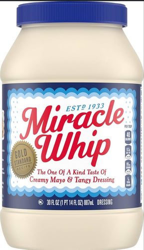 MIRACLE WHIP MAYO & TANGY DRESSING 30 OZ