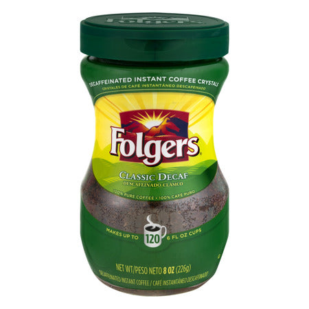 FOLGERS CLASSIC DECAF INSTANT COFFEE CRYSTALS 8 OZ