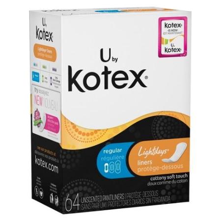 KOTEX LIGHTDAYS UNSCENTED LINERS 64 COUNT