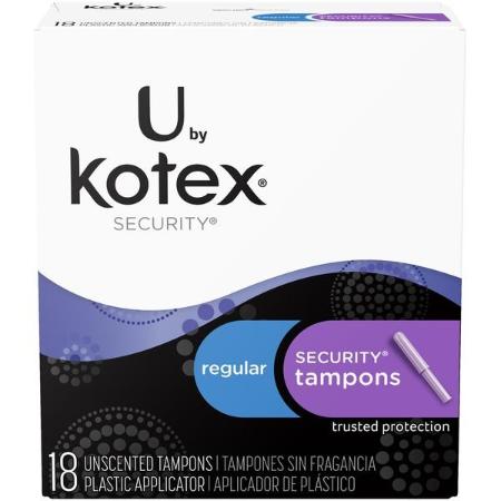KOTEX SECURITY REGULAR UNSCENTED TAMPONS 18 COUNT