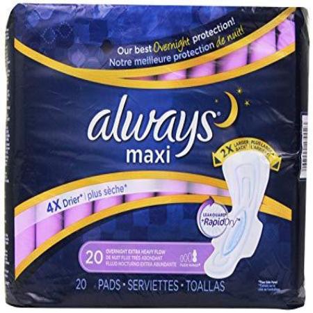 ALWAYS EXTRA HEAVY OVERNIGHT MAXI WITH FLEXI WINGS 20 PADS