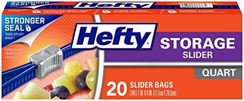 HEFTY STORAGE SLIDER QUART 20 CT BAGS