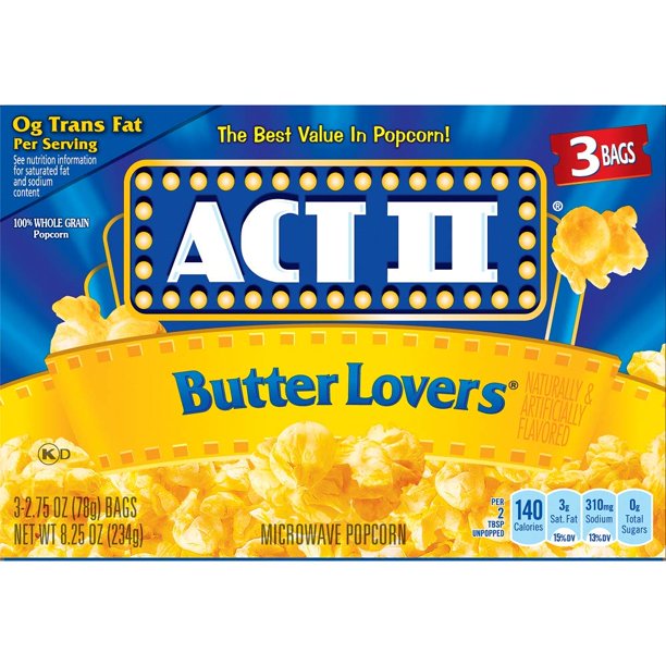 ACT 2 BUTTER LOVERS POPCORN  3PK 2.75 OZ BAGS