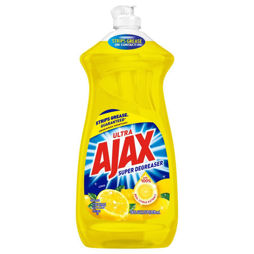 AJAX SUPER DEGREASER LEMON DISH LIQUID 28 OZ