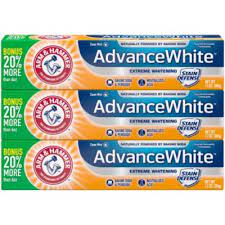 ARM & HAMMER ADVANCE WHITE EXTREME WHITENING TOOTHPASTE 7.2 OZ 3 PK #ROCK VALUE-ORDER BY THURSDAY EVENING OCT 05 ARRIVING OCT 17 FOR DELIVERY#