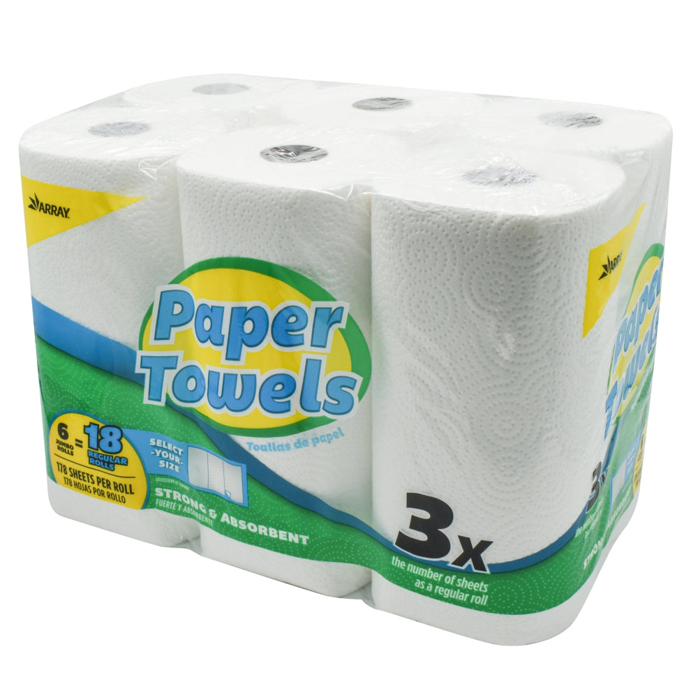 Array 2-Ply Jumbo Roll Towels White, 6CT =18ct