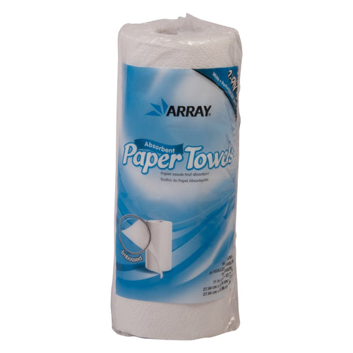 Array 2-Ply Perforated Roll Towels, White, 9x11 Inch, 84 Sheets per Roll,