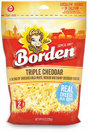 BORDEN TRIPLE CHEDDAR SHREDDED CHEESE 8 OZ