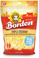 BORDEN TRIPLE CHEDDAR SHREDDED CHEESE 8 OZ